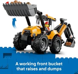 LEGO® City Yellow Backhoe Loader with Functional Front Bucket and Backhoe 60480