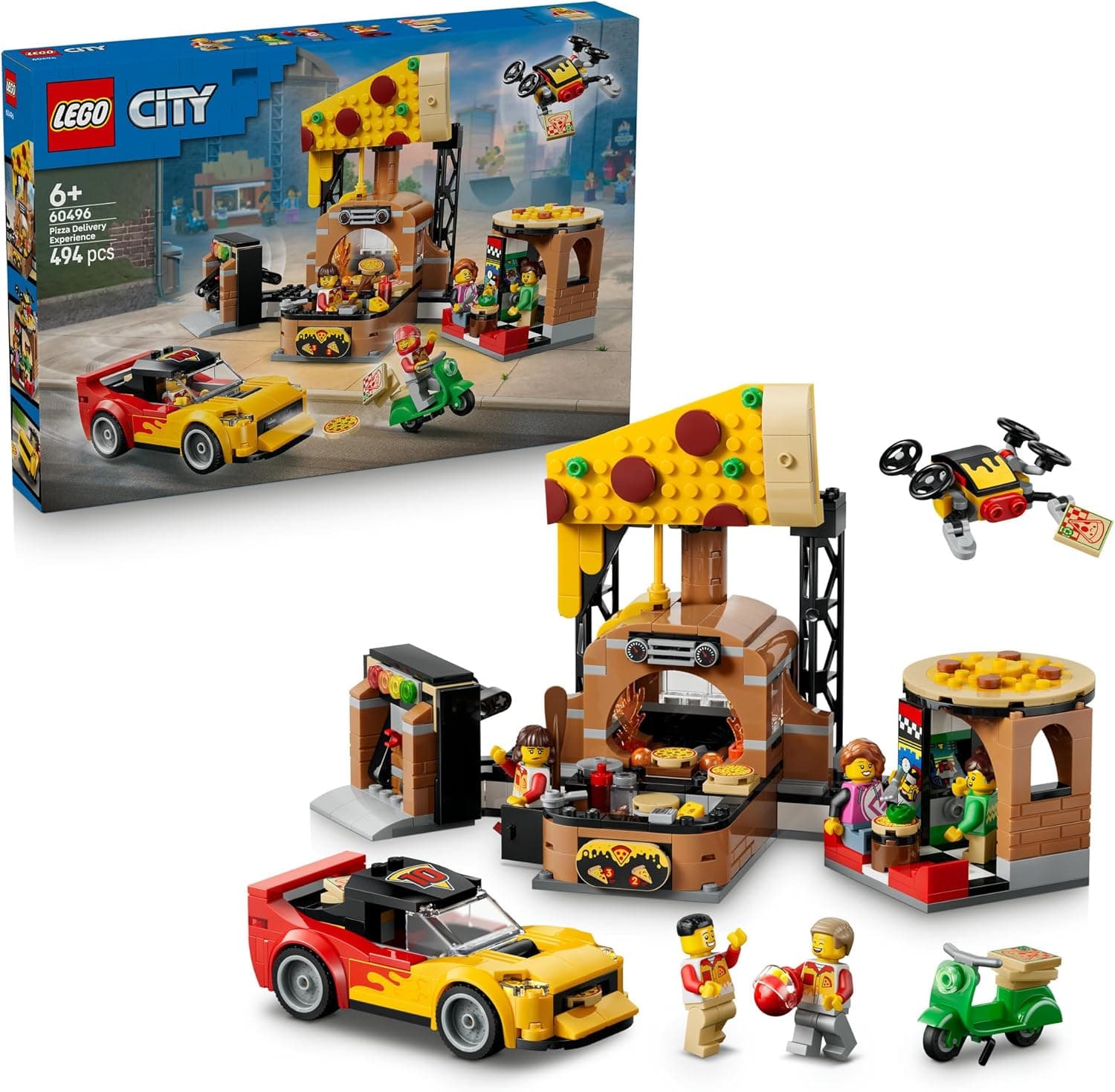 LEGO® City Pizza Delivery Experience with Vehicles 60496