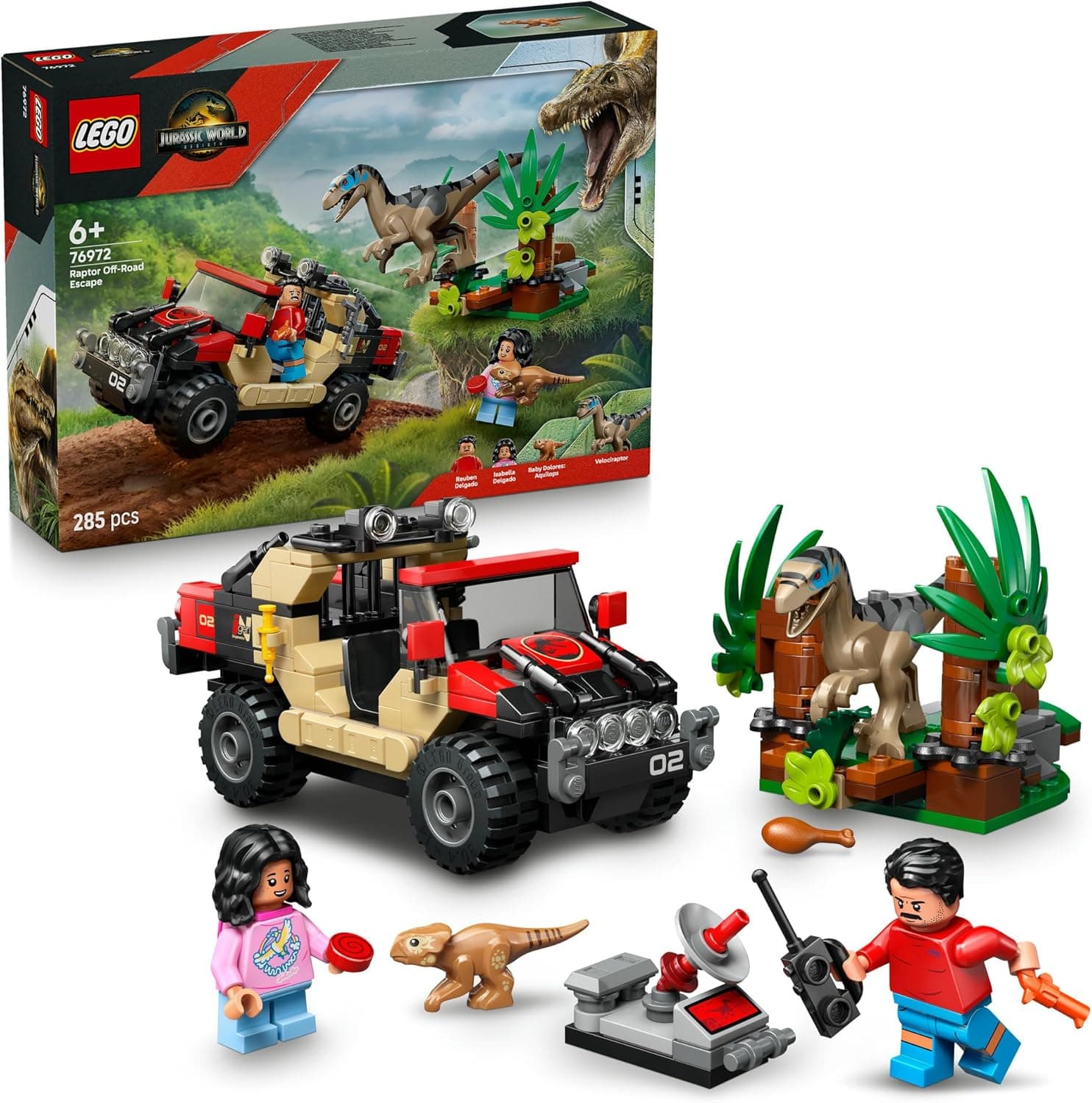 LEGO® Jurassic World Raptor Off-Road Escape 76972 Velociraptor Toy Dinosaur B0DNZS14DR