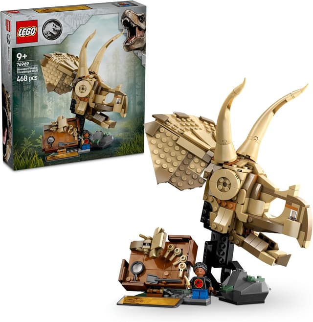 LEGO Jurassic World Dinosaur Fossils: Triceratops Skull Dino Toy for 9+ Year Old Boys & Girls B0DHSDPD93
