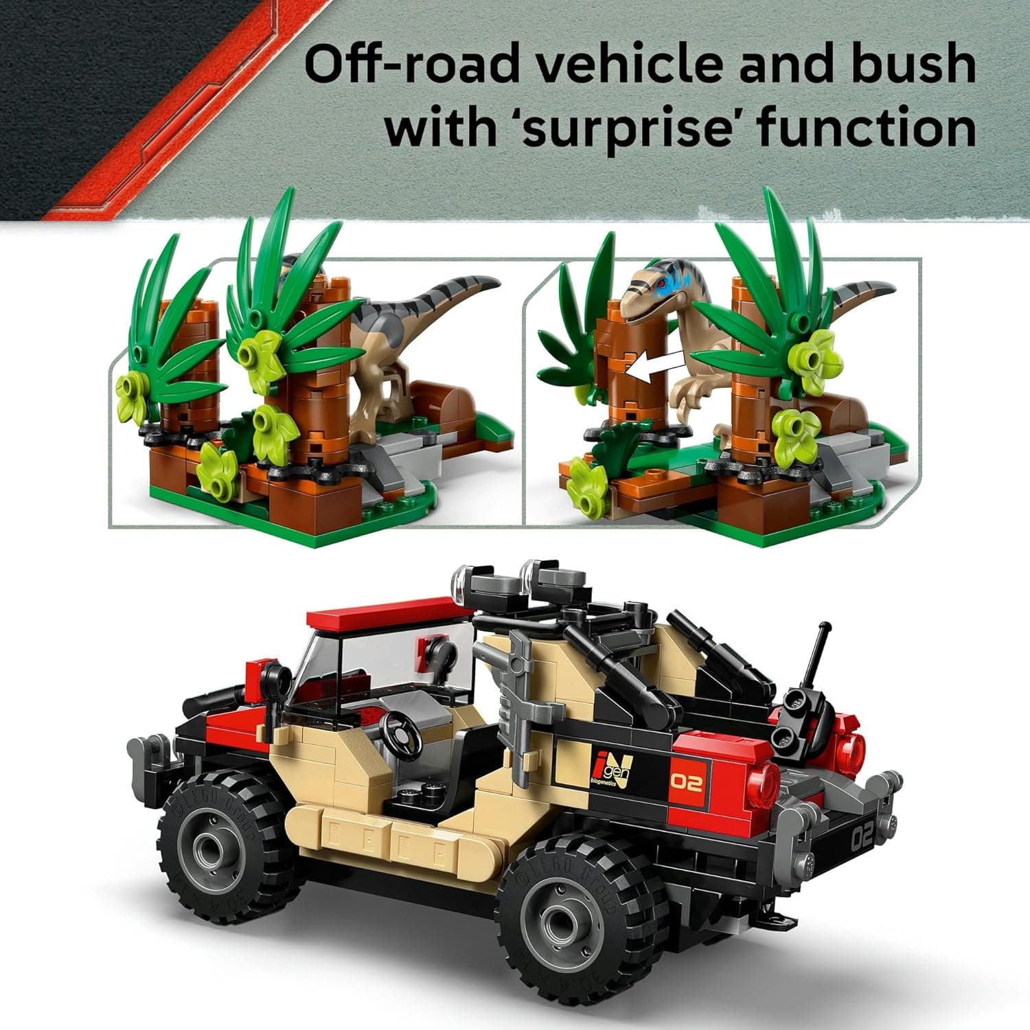 LEGO® Jurassic World Raptor Off-Road Escape 76972 Velociraptor Toy Dinosaur B0DNZS14DR