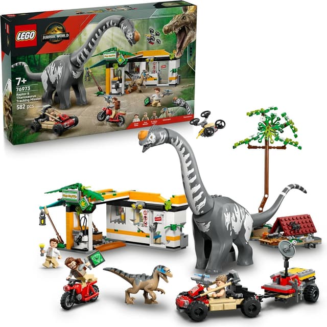 LEGO® Jurassic World Raptor & Titanosaurus Tracking Mission 76973 Kids’ Dinosaur Toy B0DNZWHQN8